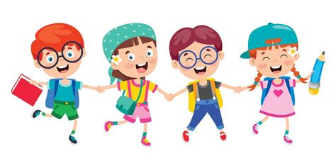 Happy Cute Cartoon School Children 2577131 Vector Art At Vecteezy