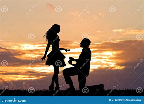 Man Propose To Woman Kneeling With Marriage Ring Box Groom And Bride Wedding Proposal