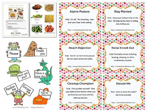 20 Free Printable Manners Cards Booklets Charts And Games Bits Of