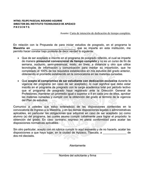 Ejemplo Carta De Intencion Magister Modelo De Informe Images And Porn