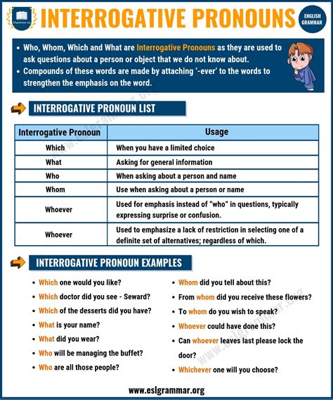 She will bring some jam. Interrogative Pronouns | Definition, Useful List and ...