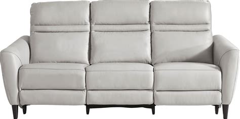 Larino Light Gray Leather Dual Power Reclining Sofa Rooms To Go
