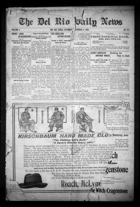 The Del Rio Daily News (Del Rio, Tex.), Vol. 1, No. 22, Ed. 1 Saturday