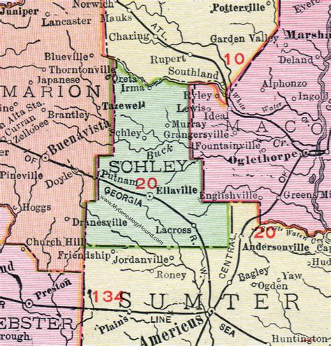 Schley County Georgia 1911 Map Ellaville Irma Murray Schley City