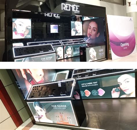 High End Black Cosmetic Display Kiosk Customized Fashion Makeup Display Booth