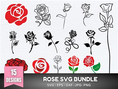 Rose Svg Bundle Rose Svg Rose Clipart Rose Cut File Roses Etsy