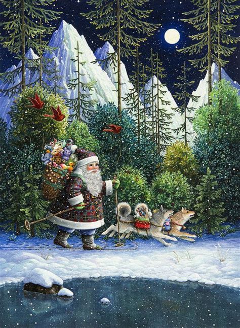Cross Country Santa Art Print By Lynn Bywaters Рождественская история