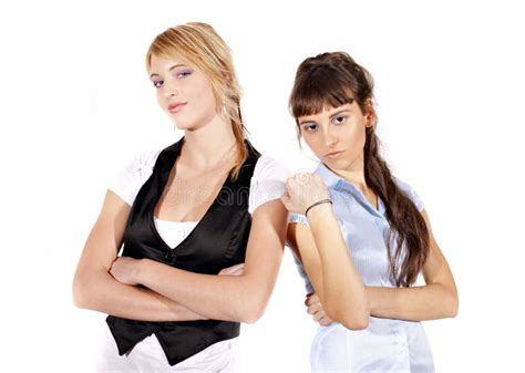 Two Angry Girls Stock Photo Image Of White Unhappy 13100822