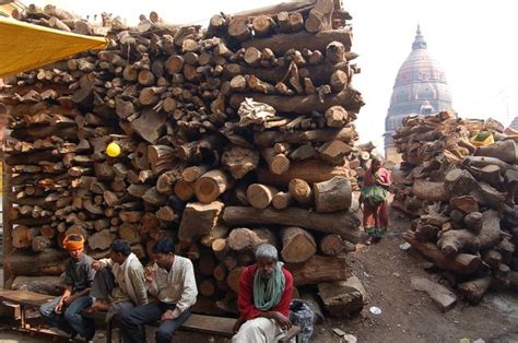 Wood Ready For Burning Manikarnika Ghat Varanasi India