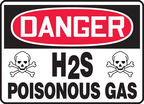 H2s Poisonous Gas Osha Danger Safety Sign Mchl084
