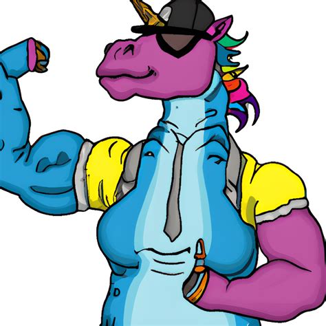 Gangster Mutant Dinosaur Monster Unicorn Female With Muscles · Creative