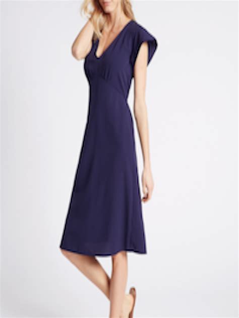 Buy Marks And Spencer Women Navy Solid A Line Dress Dresses For Women