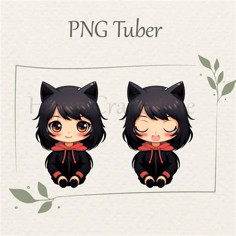 Pngtuber Girl Black Cat Avatar For Twitch Youtube Discord Etsy