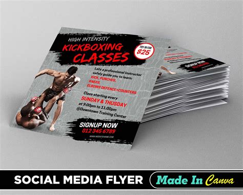 Kickboxing Flyer Diy Canva Kickboxing Flyer Template 2022 Editable Social Media Flyer Template