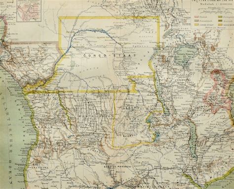 1890 Antique Map Of Equatorial Africa Gabon Congo Chad