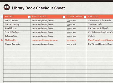Library Sign Out Sheet Template