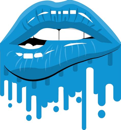 Dripping Light Blue Lips Digital Download Etsy