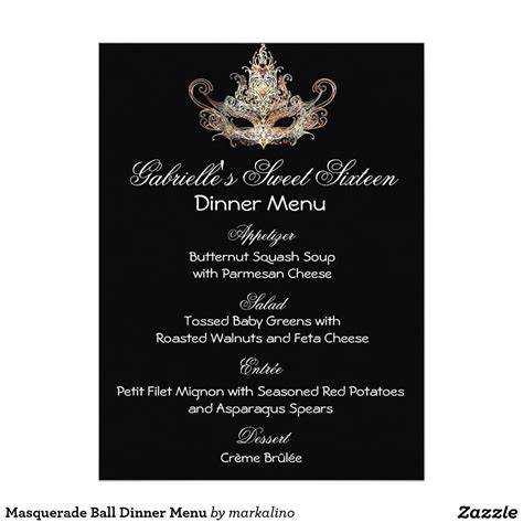 Invite friends over for a cozy dinner costing $5 or less a person. Masquerade Ball Dinner Menu | Zazzle.com