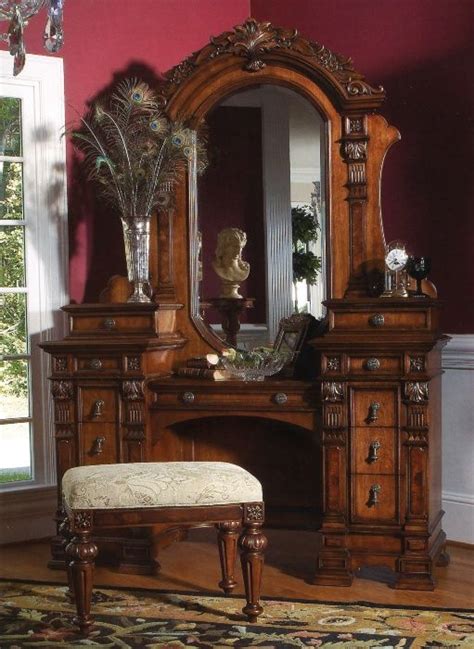 For example, shopping for a bedroom vanity set is different from shopping for kitchen cabinetry. antique vanity dresser with mirror and stool | ... drawers ...