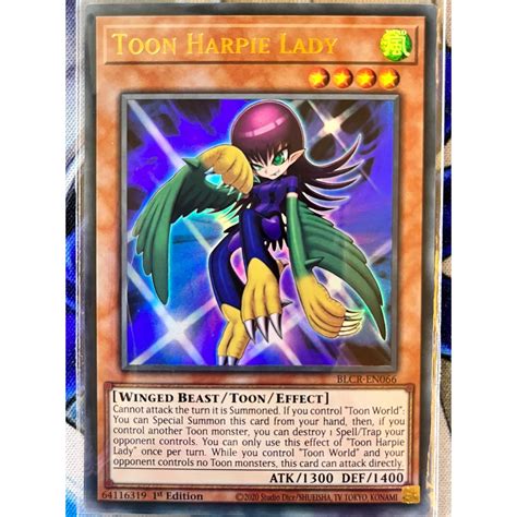 Thẻ Bài Yugioh Toon Harpie Lady Blcr En066 Ultra Rare 1st Edition Shopee Việt Nam