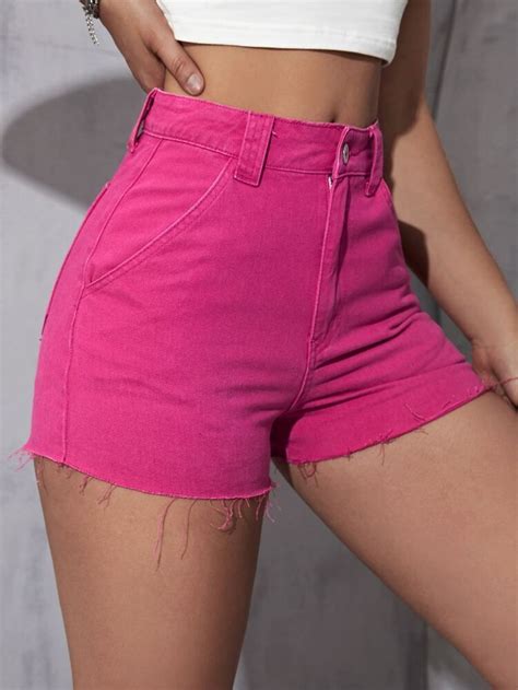 Free Returns Free Shipping On Orders 49 Zipper Fly Raw Hem Denim Shorts Women Denim Shorts