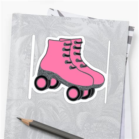 Pink Roller Skates Sticker By Remimarcuss Redbubble