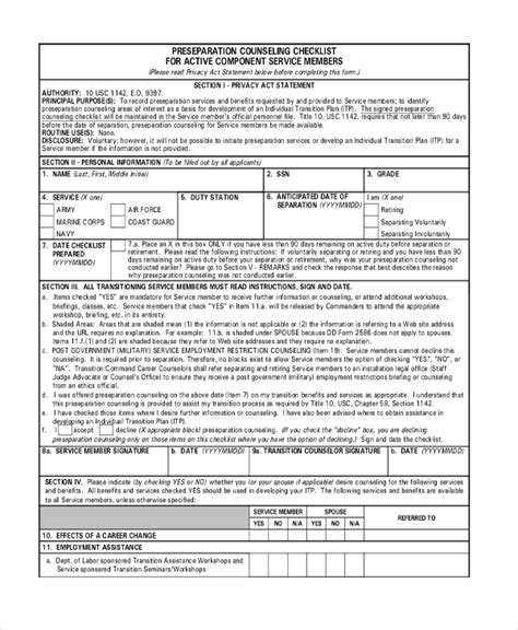 Usmc Counseling Worksheet Template