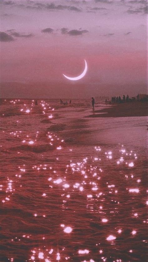 Pink Laguna Beach Bling Bling Moon Sunset Sfondi Sfondi Rosa
