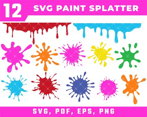 Paint Splatter Svg Bundle Paint Splash Clip Art Svg Cut File Etsy