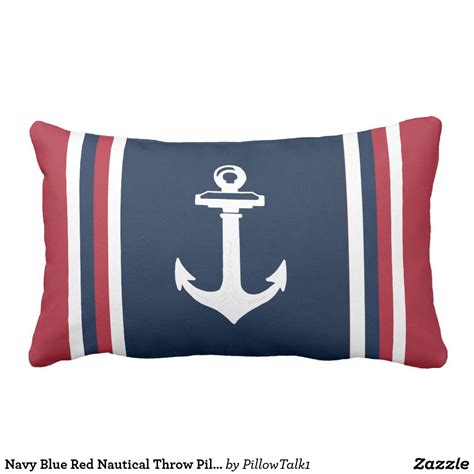 Navy Blue Red Nautical Throw Pillow Anchor Zazzle Nautical Throw Pillows Nautical Throws