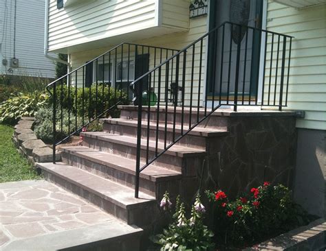 Handrails for outdoor steps wrought iron handrail wall mount porch deck railing. Outdoor Railings - Wrought Iron Works