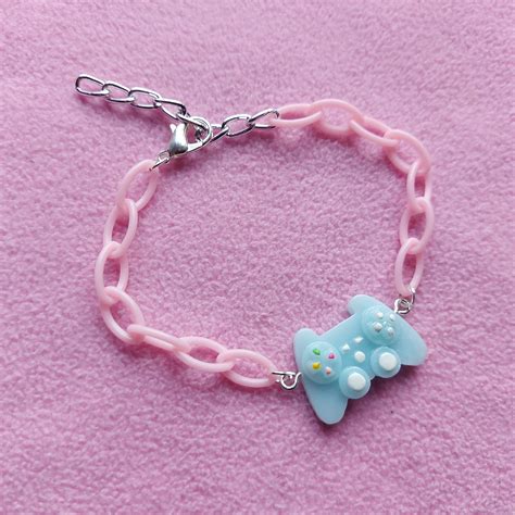 Kawaii Pastel Pink And Blue Game Controller Charm Bracelets Etsy In