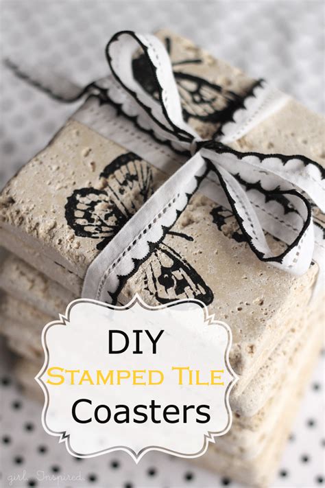 Stamped Tile Coasters Tutorial By Girl Inspired