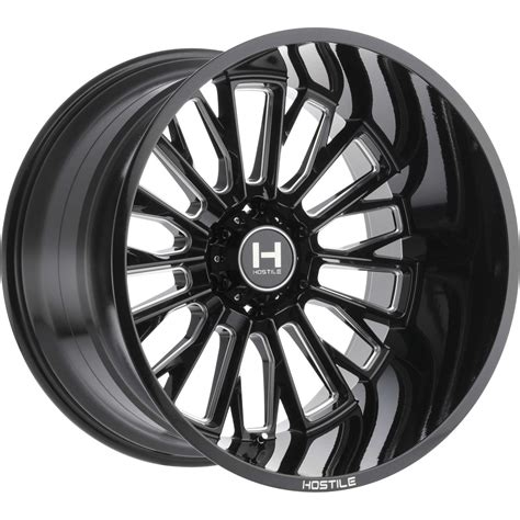 Hostile Fury Black With Milled Blade Cut Spoke Accents 22x10 25mm