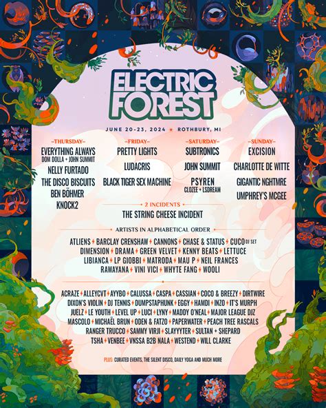 electric forest 2024 lineup tickets prices schedule map dates set times location