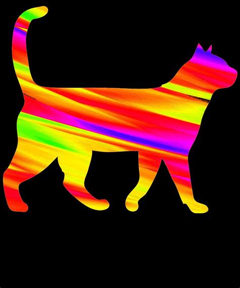 Rainbow Square Cat Inverted Fire Digital Art By Lin Watchorn Fine Art