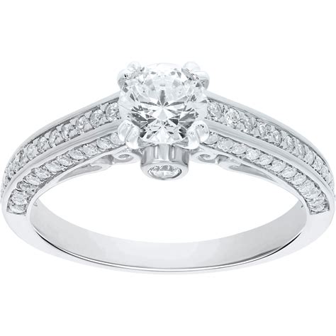 14k White Gold 1 Ctw Diamond Engagement Ring Size 7 Engagement Rings