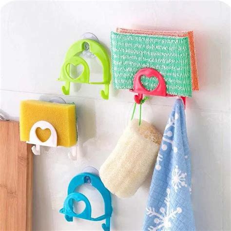 Hoomall 1pc Colorful Suction Wall Plastic Kitchen Sink Hooks