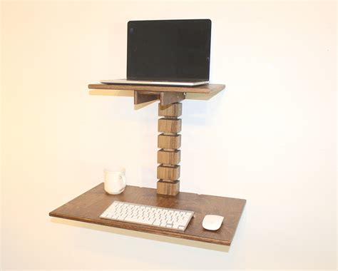 Wlive wall mounted desk with storage shelves, computer table for home. Wall-Mounted Standing Desk - The Awesomer