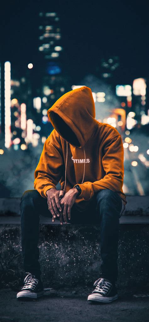 1242x2688 Hoodie Anonymus Boy Sitting Aside 4k Iphone Xs Max Hd 4k