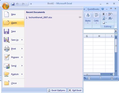 Ms Excel 2007 Open An Existing Workbook