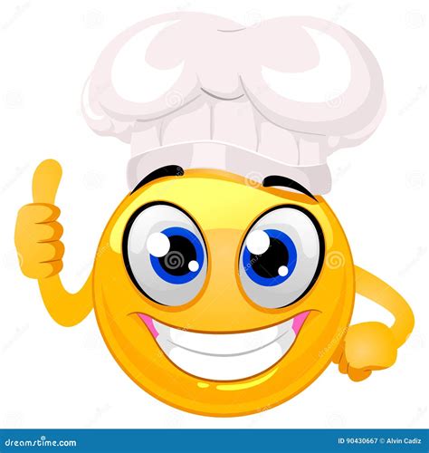 Smiley Emoticon As Chef Hat Doing Ok Hand Sign Stock Vector