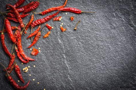 Dried Chili On Dark Background Red Dried Chilli Pepper Cayenne Stock