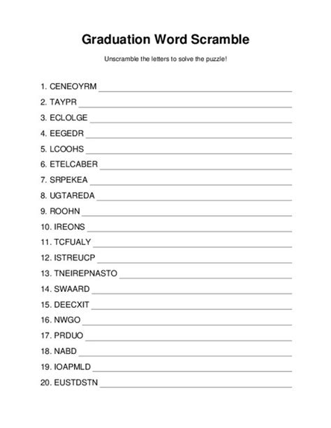 Graduation Word Scramble