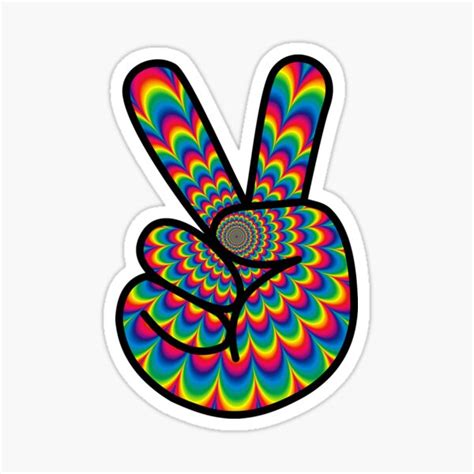 Psychedelic Peace Sign Sticker By Christy Love Redbubble