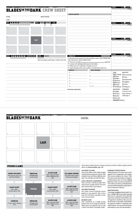  if the highest die is a 6, it's a full success—things go well. Blades in the Dark 2 | Character sheet, Prison guard ...