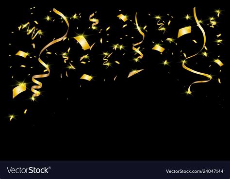 Gold Confetti On A Black Background Royalty Free Vector