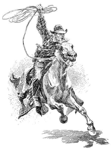 Black And White Cowboy Drawing Stock Photos Pictures And Royalty Free