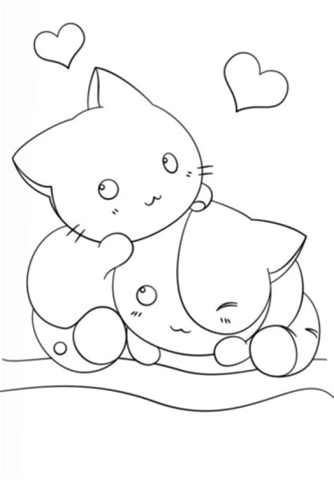 Cute animals pictures to color and all animated coloring pages powerpuff girls gifs and coloring pages powerpuff girls photos in this category are 100% free as well as there are no. Two Kawaii kittens in cute coloring page for girls ...