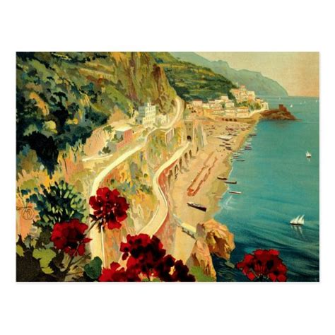 Vintage Travel Amalfi Italian Coast Beach Postcard Zazzle